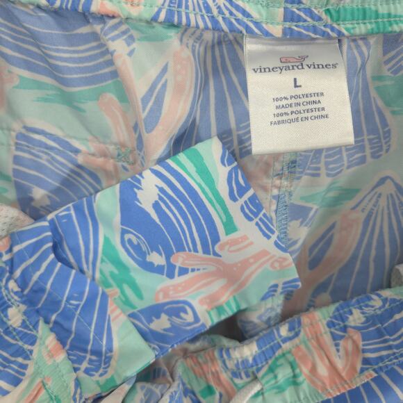 Vineyard Vines Swim Trunks Mens Large Seashell Coral Pockets Drawstring Unlined - Picture 10 of 10